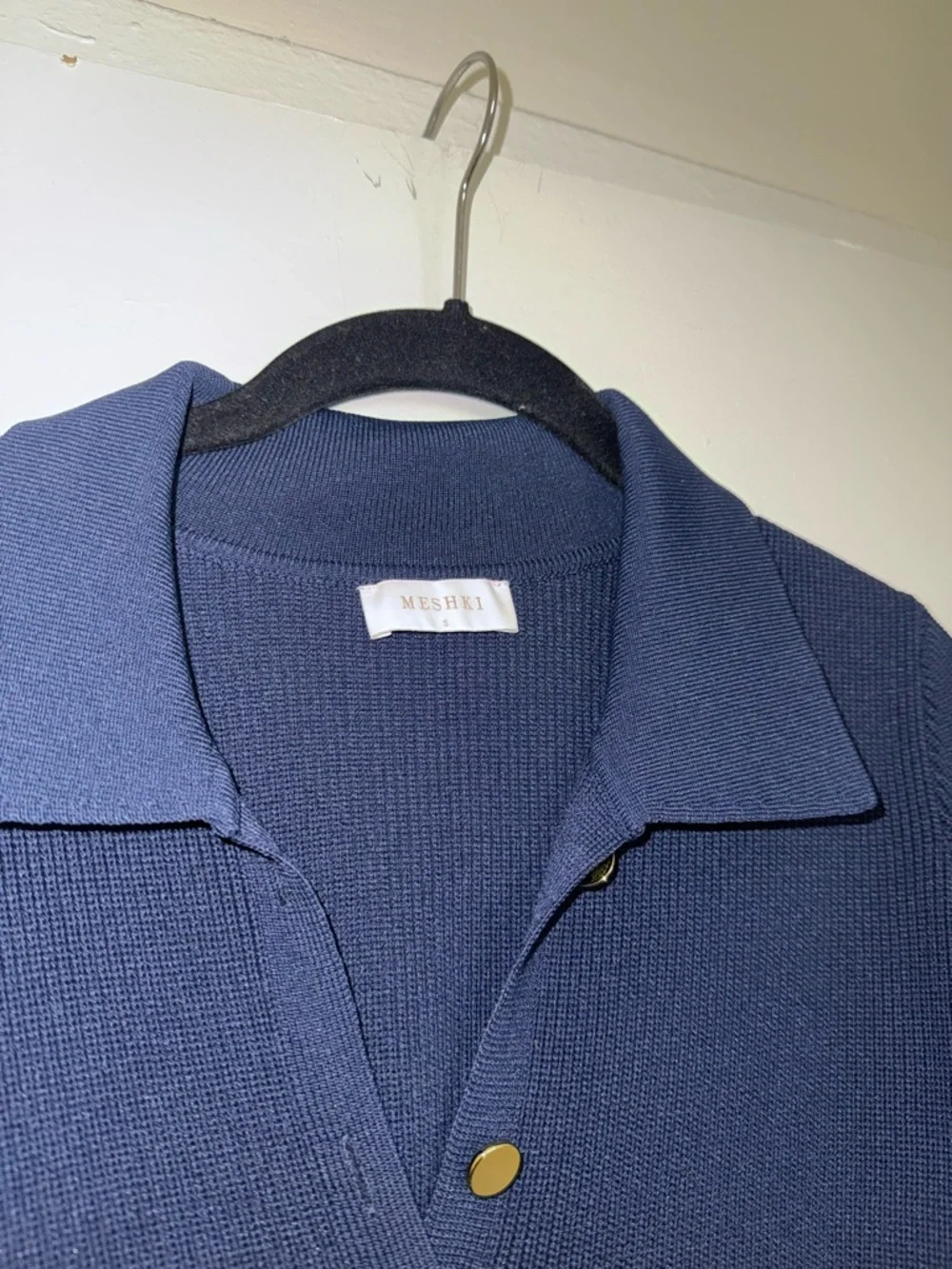 Meshki Abbey Buttoned Knit Midi Dress - Navy - Picture 4 of 4